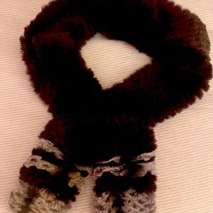 NWT Adrienne Landau brown rabbit fur scarf